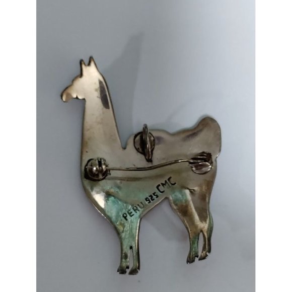 Vintage Handmade Peru925 Alpaca Llama Enamel CMC Silver Pin Lapel Hanger… - Picture 9 of 9